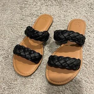 Black braided sandals